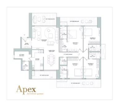 3 BHK floor plan layout at Indiabulls Estate and Club Sector 104 Gurgaon